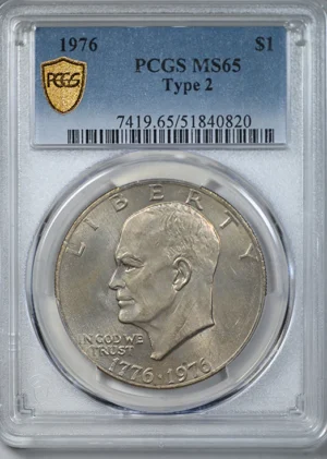 1976 Type 2 Clad Eisenhower Ike Dollar $1 PCGS MS65 - REVERSE TONED!