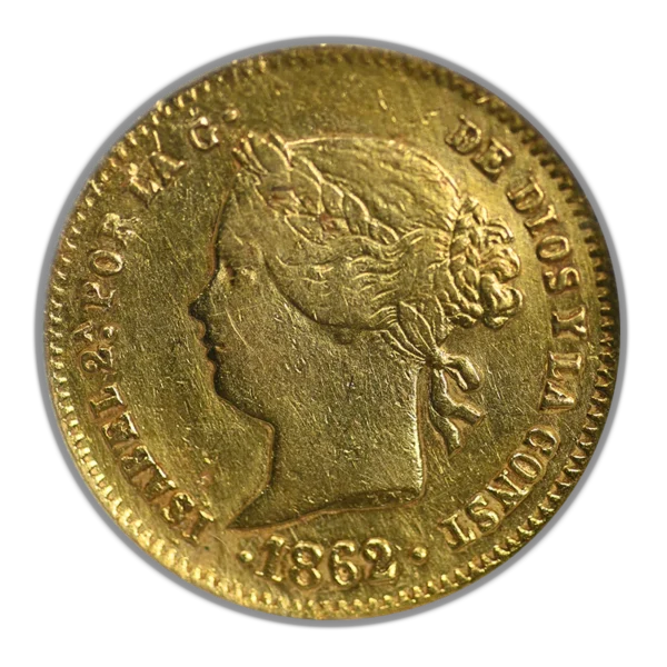 1862 Spanish Philippines Gold 2 Pesos G2P NGC NCS VF Details - Image 3