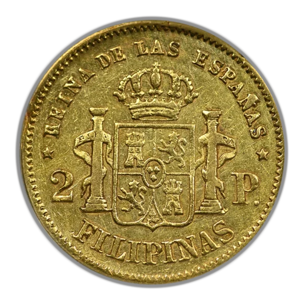 1862 Spanish Philippines Gold 2 Pesos G2P NGC NCS VF Details - Image 4