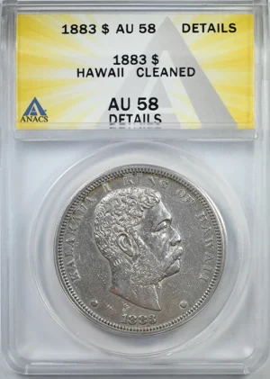 1883 Kingdom of Hawaii Silver Dollar $1 ANACS AU Details