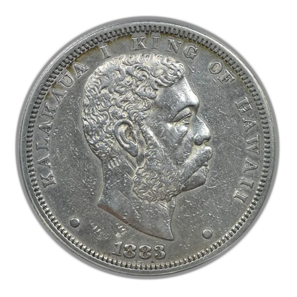 1883 Kingdom of Hawaii Silver Dollar $1 ANACS AU Details - Image 3