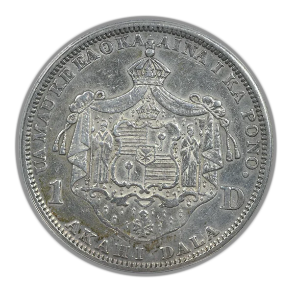 1883 Kingdom of Hawaii Silver Dollar $1 ANACS AU Details - Image 4