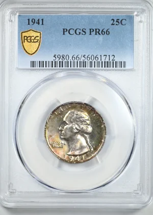 1941 Proof Washington Quarter 25C PCGS PR66 - TONED!