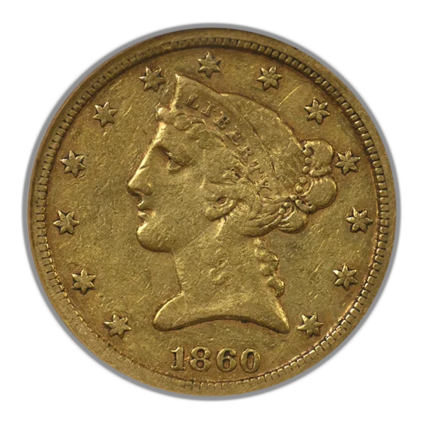 1860-C Liberty Head Gold Half Eagle $5 NGC XF40 - CHARLOTTE GOLD! - Image 3