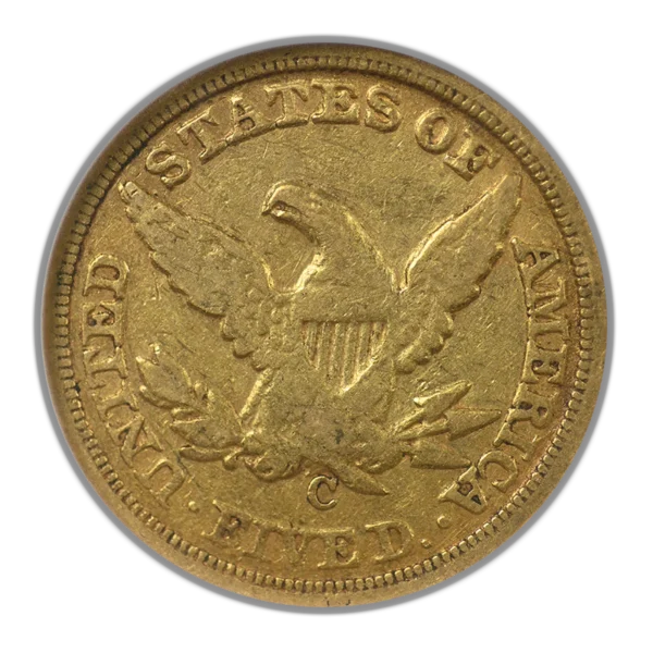 1860-C Liberty Head Gold Half Eagle $5 NGC XF40 - CHARLOTTE GOLD! - Image 4