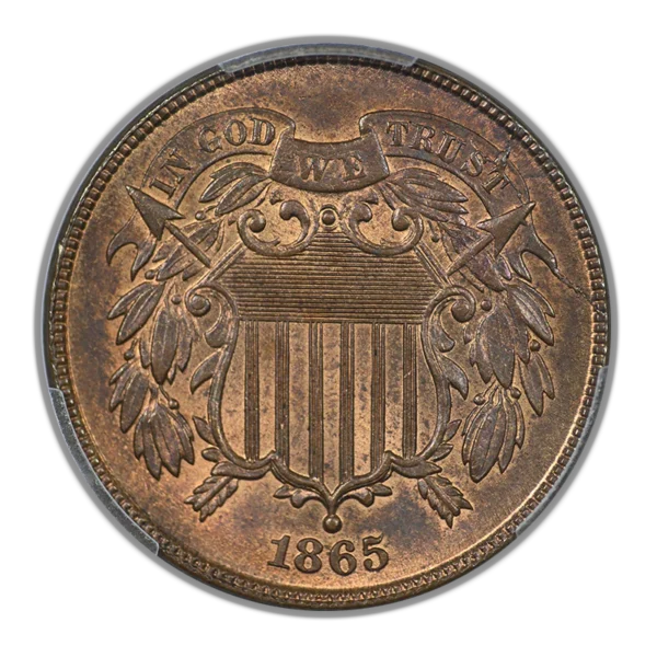 1865 Two Cent Piece 2C PCGS MS66RB CAC - Fancy 5 - Image 3