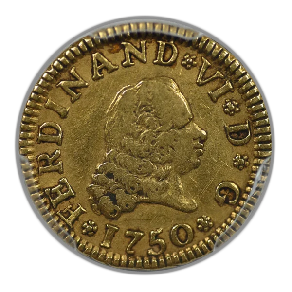 1750-M JB Spain Gold 1/2E Escudo PCGS VF30 - Image 3