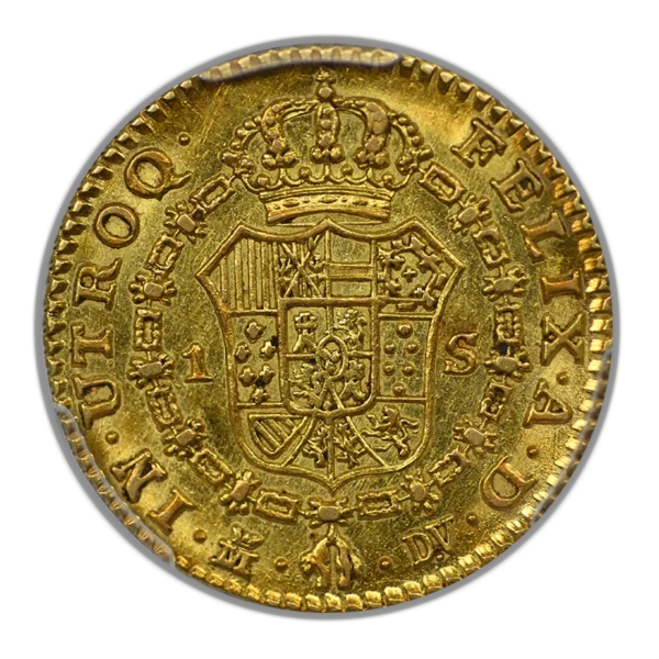 1787-M DV Spain Gold 1E Escudo PCGS AU58 Calico-1370 - Image 4