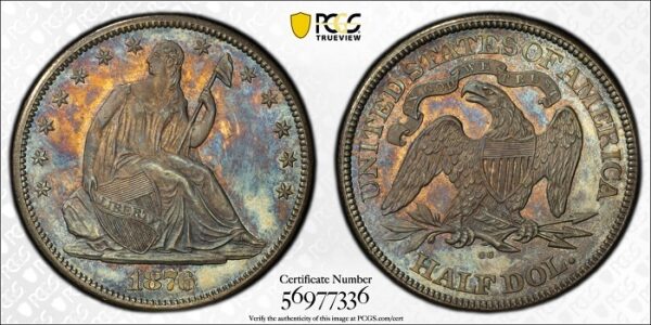 1876-CC Liberty Seated Half Dollar 50C PCGS MS66 - TONED! - Image 3