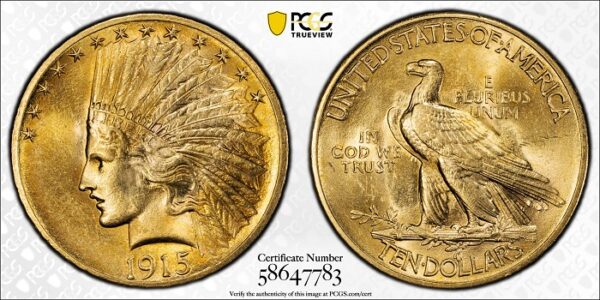 1915 Indian Head Gold Eagle $10 PCGS MS63 - Image 3