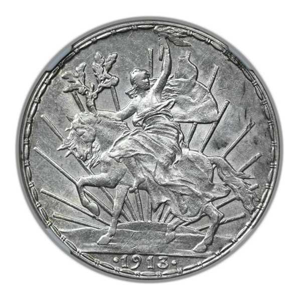 1913/2 Mexico Silver Peso Caballito NGC AU58 Schein-D1 - Image 3