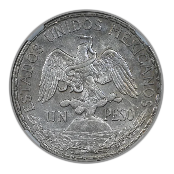 1911 Mexico Silver Peso Caballito NGC AU53 - Long Ray - Image 4