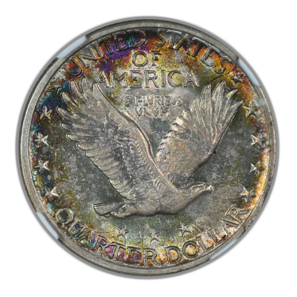 1917-D Type 2 Standing Liberty Quarter 25C NGC AU55 CAC - TONED! - Image 4