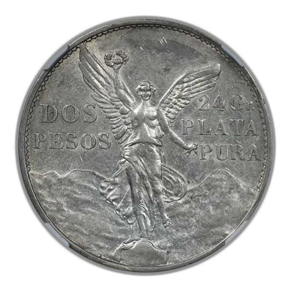 1921 Mo Mexico Silver Dos Pesos S2P NGC AU53 - Independence Centennial - Image 3