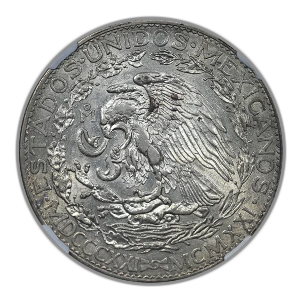 1921 Mo Mexico Silver Dos Pesos S2P NGC AU53 - Independence Centennial - Image 4