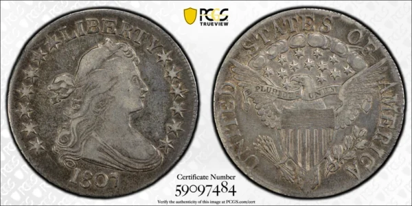 1807 Draped Bust Half Dollar 50C PCGS VF30 CAC - Image 5