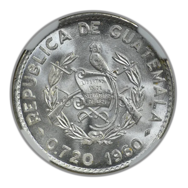 1960 Doubled Die Reverse Guatemala 10C Centavos NGC MS66 - Image 4