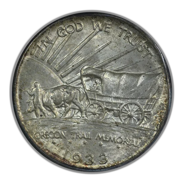 1933-D Oregon Trail Classic Commemorative Half Dollar 50C ANACS Soapbox MS66 - Image 4