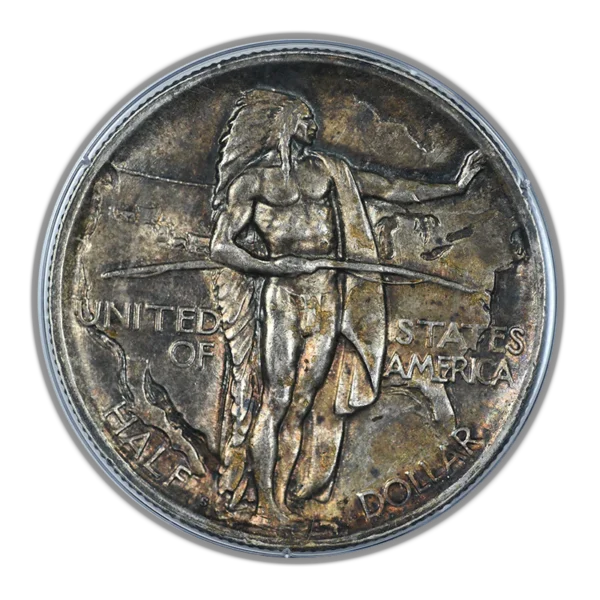 1926-S Oregon Trail Classic Commemorative Half Dollar 50C PCGS Rattler MS63 - TONED! - Image 3