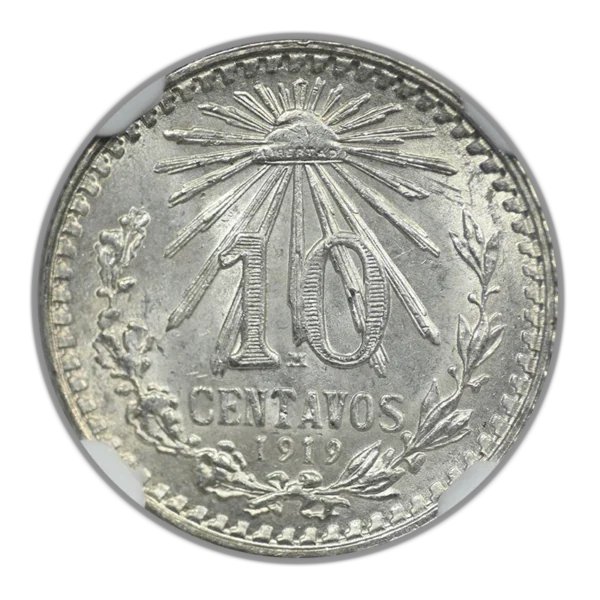 1919 M Mexico Silver 10C Centavos NGC MS65 - Image 3