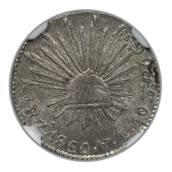1860 ZS VL Mexico 1/2R Real NGC MS63 - Image 3