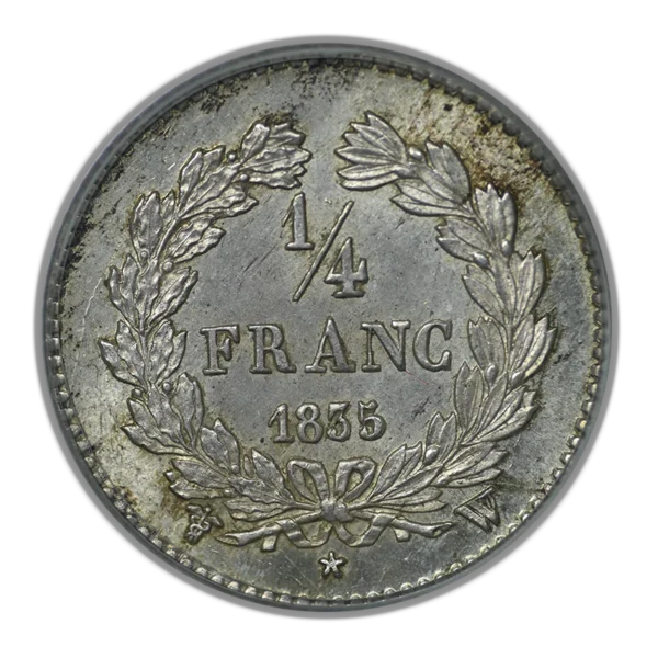 1835-W France Silver 1/4F Franc PCGS MS65 OGH - Image 4