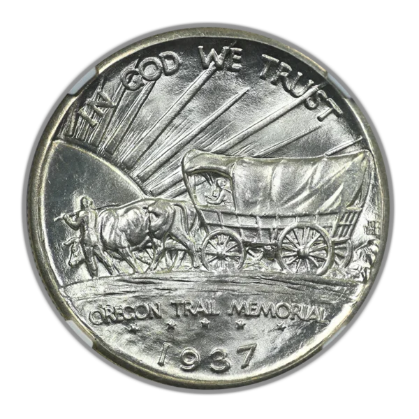 1937-D Oregon Trail Classic Commemorative Half Dollar 50C NGC MS67+ CAC - BLAST WHITE! - Image 4