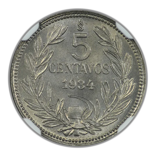 1934 SO Chile 5C Centavos NGC MS67 - TOP POP! - Image 4