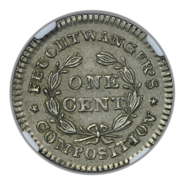 1837 New York Feuchtwangers Composition 1 Cent 1C NGC AU58 HT-268(6I) - Image 4