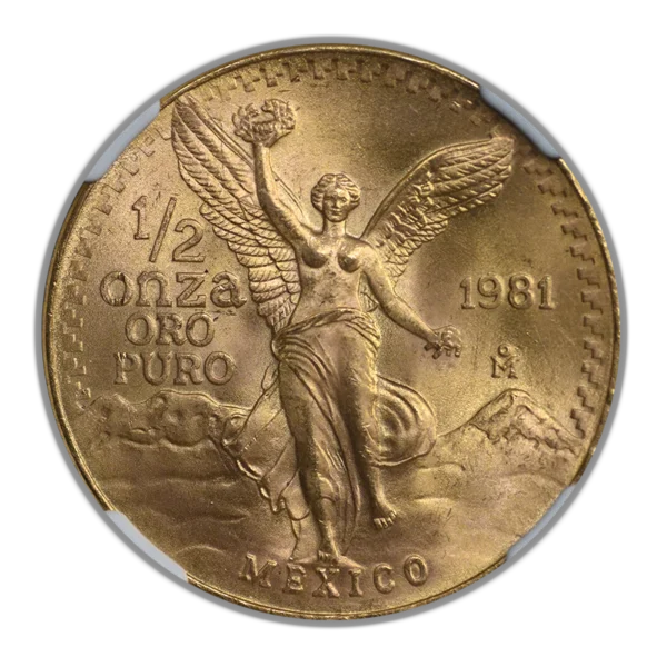1981 Mo Mexico Gold 1/2 Onza NGC MS68 - Image 3