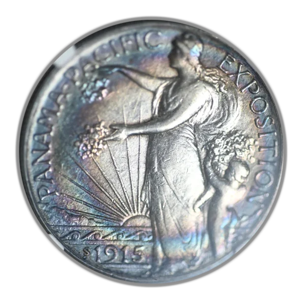 1915-S Panama Pacific Classic Commemorative Half Dollar 50C NGC AU55 CAC - TONED! - Image 4