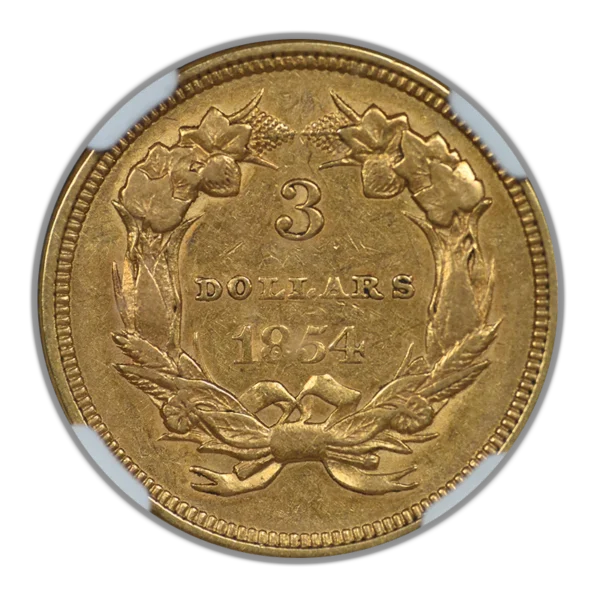 1854 Indian Princess Gold Three Dollar Piece $3 NGC AU53 - Image 4