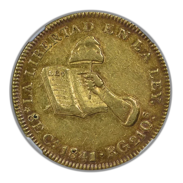 1841 CA RG Mexico Gold 8E Escudos NGC AU50 - TONED! - Image 3
