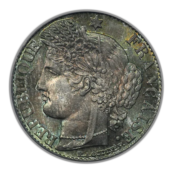 1894-A France Silver 50C Centimes PCGS MS65 - TONED! - Image 3