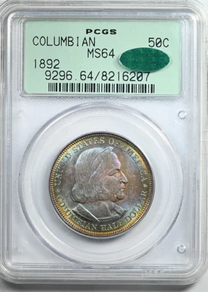 1892 Columbian Exposition Classic Commemorative Half Dollar 50C MS64 CAC OGH &#8211; RAINBOW TONED!