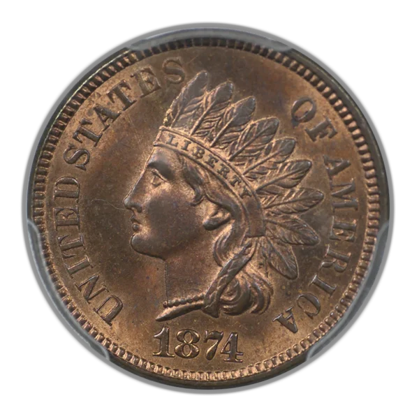 1874 Indian Head Cent 1C PCGS MS65RB CAC - Image 3