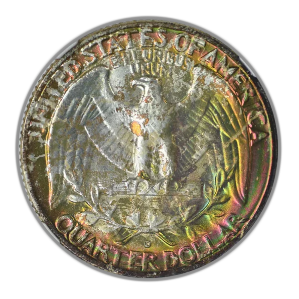 1958-D Washington Quarter 25C NGC MS67 CAC - RAINBOW TONED! - Image 3