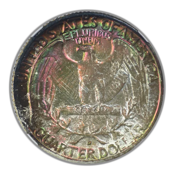 1958-D Washington Quarter 25C NGC MS67 CAC - RAINBOW TONED! - Image 4