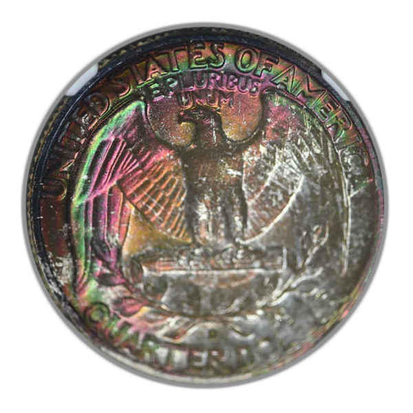 1958-D Washington Quarter 25C NGC MS67 CAC - RAINBOW TONED! - Image 3