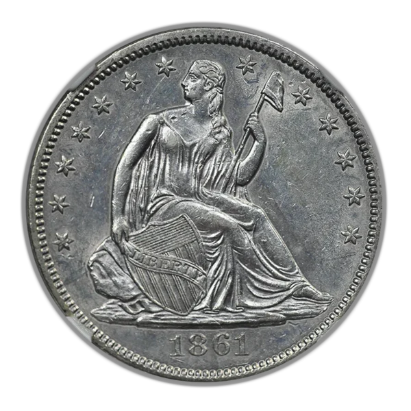1861 Liberty Seated Half Dollar 50C NGC AU55 - Image 3
