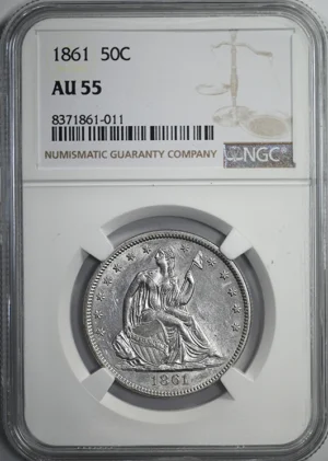 1861 Liberty Seated Half Dollar 50C NGC AU55
