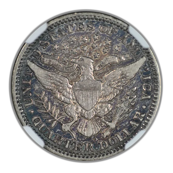 1908-O Barber Quarter 25C NGC VF25 - REVERSE TONED! - Image 4