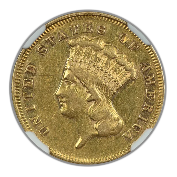 1872 Indian Princess Gold Three Dollar Piece $3 NGC XF Details - Image 3