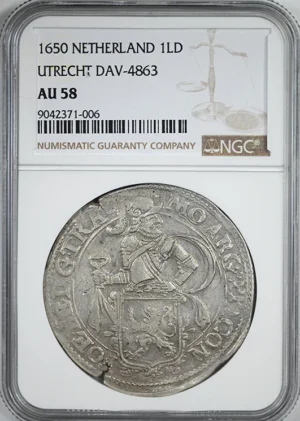 1650 Netherland 1LD Lion Daalder Utrecht DAV-4863 NGC AU58