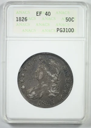 1826 Capped Bust Half Dollar 50C ANACS Soapbox XF40 - REVERSE TONED!