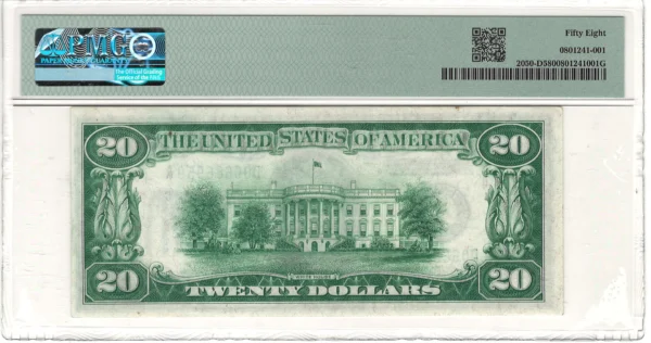 $20 1928 Federal Reserve Note Cleveland PMG Choice About Uncirculated 58 Fr#2050-D - Image 2