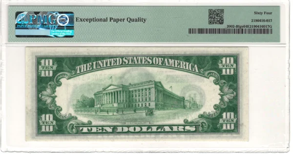 $10 1928B Federal Reserve Note New York PMG Choice Uncirculated 64 EPQ Fr#2002-Blgs - Image 2