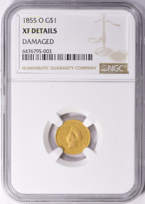 1855-O Type 2 Indian Princess Head Gold Dollar