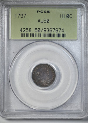 1797 Draped Bust Half Dime H10C PCGS AU50 OGH