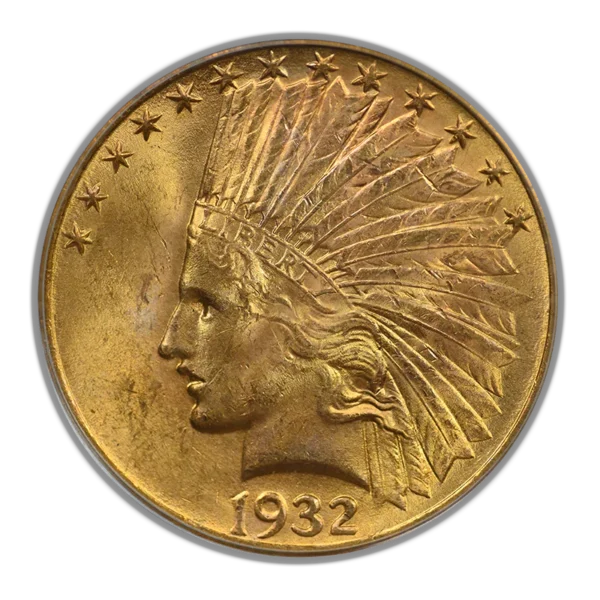 1932 Indian Head Gold Eagle $10 PCGS MS63 CAC OGH - Image 3
